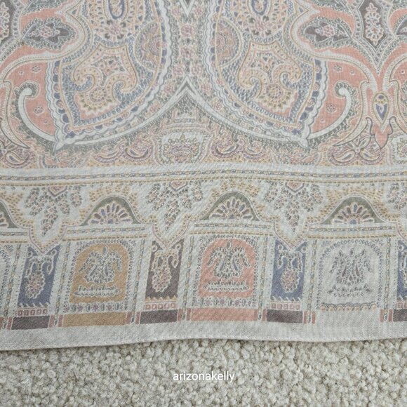 NWOT Altea Wool & Silk Large Square Scarf Muted Grey and Pink Hand-Stitched Hem - Picture 6 of 16